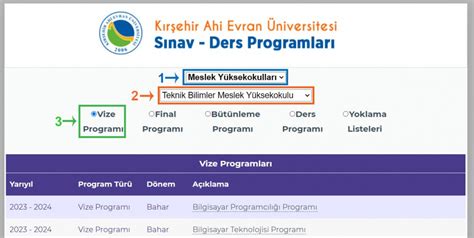 2024-2025 Güz Yarıyılı Ara Sınav (Vize) Programları (Güncellendi .